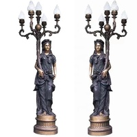 Statues de femme grecque Antique en laiton décoratif de jardin, lampes sur pied avec cinq lumières