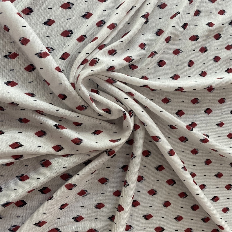2021 New design strawberry pattern printed 26s knitted viscose elastane siro jersey spandex fabric for garments