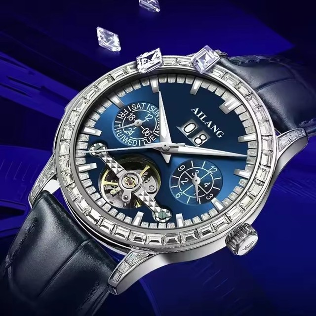 AILANG Men Mechanical Watch 8176A Fashion Sport Calendar Tourbillon Watch Male Waterproof Automatic Man Business Luminous Clock