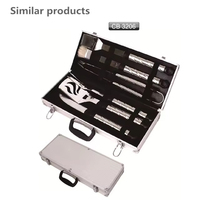 Boîtier en aluminium Portable emballage 3 pièces griller caisse en bois en acier inoxydable outils de Barbecue de jardin pince ensemble de barbecue outil de grillade