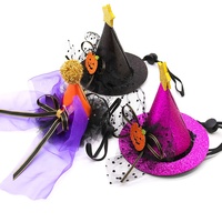 Chapeau d'Halloween mignon et stylé en forme de tête de citrouille pour chiens et petits animaux, en polyester, dentelle et maille, motif uni, toutes saisons, pour fêtes