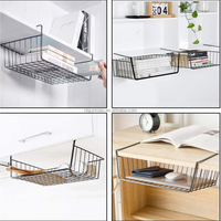 Panier de rangement suspendu sous étagère en fil métallique pour cuisine, chambre, placard, vente en gros usine OEM Ningbo