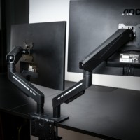 Supporto per Doppio Monitor con Rotazione a 360 Gradi, Montaggio Ergonomico a Morsetto C, Compatibile VESA 75x75mm 100x100mm, Braccio per Doppio Monitor da Scrivania