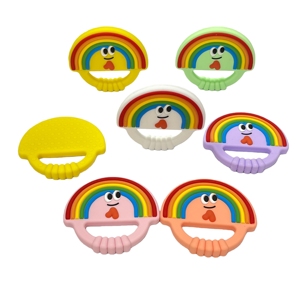 Giocattolo da masticare per neonati in silicone alimentare Rainbow <span class=keywords><strong>Smile</strong></span> Sensory Teething Stick per 0-24 mesi, morsi morbidi per alleviare il disagio della dentizione - Product Image 6