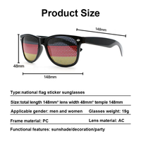 Lunettes de soleil personnalisées promotionnelles à motif perforé pour femmes, en plastique de luxe, avec autocollants drapeaux nationaux pour fêtes promotionnelles