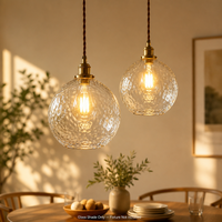 Abat-jour en verre texturé moderne, transparent, à effet ondulé, pour lampe suspendue d'îlot de cuisine