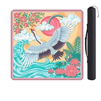 Tapis de Mahjong de Luxe en Néoprène, Tuiles Rouges Américaines, Sac de Rangement pour Tuiles, Sacs à Imprimé Léopard, Ensemble Lotus Blanc, Vague Bleue, Divertissement à Domicile