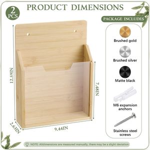 Wooden <b>File</b> <b>Storage</b> Rack Rectangle Wall Mounted Office Desk Organizer Document Holder Country Style - Product Image 4