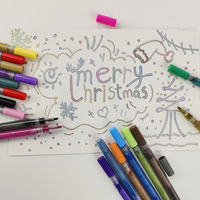 Marqueurs métalliques permanents KHY 12/24/36 couleurs avec inscription scintillante pour papier et cartes cadeaux, stylos à dessin non toxiques