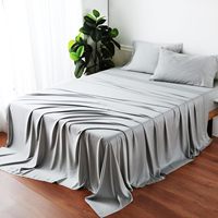 Draps plats en viscose de bambou, uniques, luxueux, doux et rafraîchissants pour les personnes ayant chaud la nuit, gris soyeux et respirant, taille King