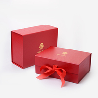 Boîte d'emballage en carton rigide avec ruban magnétique texturé, impression numérique, logo personnalisé, rouge, pliable, auto-adhésive