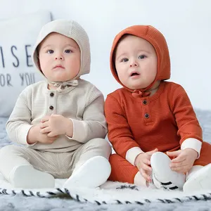 3ピースセット高品質幼児足ロンパース100% オーガニックコットンベビーロンパース新生児全体的なパジャマ