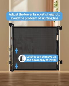 Veraste 33 \ "cao có thể thu vào Baby & Dog cổng 55 \" rộng an toàn cổng cho cửa ra vào cầu thang hành lang trong nhà/ngoài trời Đen" - Product Image 3