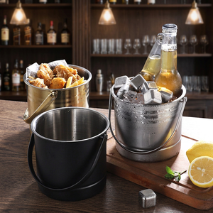 Stainless Steel <b>Ice</b> Bucket Round Rust Resistant Black Minimalist Design Party Use Beverage <b>Cooler</b> - Product Image 2