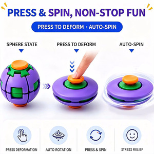 3D <b>Printed</b> Press to Spin Deformable Fidget Toy,Button Decompression Ball,Rotating Gyro Stress Relief Spinner Toy for Adults Kids - Product Image 4