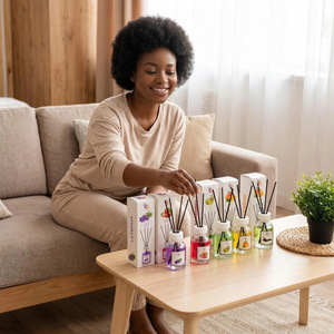 Difusor sin llama con aroma floral frutal para uso en interiores del hogar, difusor <span class=keywords><strong>de</strong></span> fragancia <span class=keywords><strong>de</strong></span> larga duración con varillas <span class=keywords><strong>de</strong></span> ratán. - Product Image 4