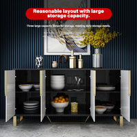 Buffet moderne de luxe noir et blanc avec finition dorée pour salle à manger et salon