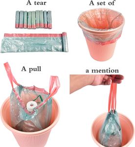 10 rouleaux de sacs poubelles à cordon avec poignée, sacs poubelles jetables pour la maison, la cuisine, la salle de bain, le bureau - Product Image 2