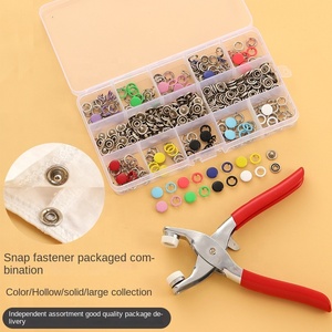 100/200 Set 10 <strong>Color</strong> Metal Sewing <strong>Buttons</strong> Hollow/<strong>Solid</strong> Prong Press Studs Snap Fasteners for Installing Clothes Bags Plier Tool - Product Image 2