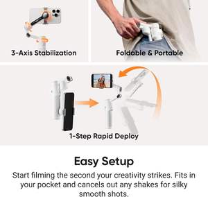 <span class=keywords><strong>Insta360</strong></span> <span class=keywords><strong>Flow</strong></span> Pro Creator Bundle Gris Pliable AI Phone Gimbal Apple DockKit 360 Pan Tracking Free Tilt Mode Trépied intégré - Product Image 2