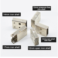 Conector USB a carcasa de hierro metálico 12 14 15 17mm carcasa de conector macho carcasa de enchufe USB receptor de ratón inalámbrico