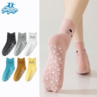 Chaussettes de yoga antidérapantes pour femmes, mi-mollet, motif patte de chat, pour Pilates, vente en gros