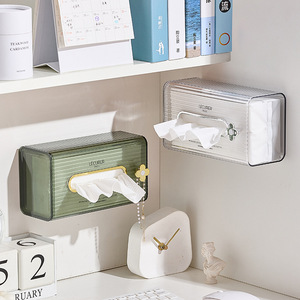 Lecurer Wall Mounted Tissue Box Transparent Silver Multipurpose Storage For Home Kitchen Toilet - Product Image 1