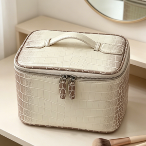 Waterproof Portable Toiletry <b>Bag</b> <b>Large</b> Women Customized Logo PU Leather <b>Cosmetic</b> <b>Bag</b> Daily Alligator Makeup <b>Bag</b> with Handle - Product Image 1