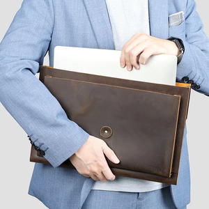 Sac rétro en cuir véritable pour ordinateur portable Étui de protection pour hommes Crazy Horse en cuir High Sense Clutch Computer Storage Bag Men - Product Image 1