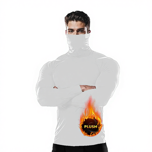 Maglia Termica Invernale da <span class=keywords><strong>Uomo</strong></span> con Collo Alto e Maschera Integrata, Top Aderente per Corsa, Fitness, Allenamento, Strato Base Compressivo per Sport - Product Image 3