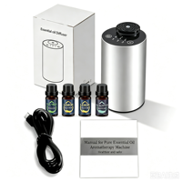 Diffuseur d'huiles essentielles sans eau en métal à deux fluides - Comprend 4x10ml d'huiles essentielles, purification de l'air, aromathérapie, fonctionnement silencieux à 35dB