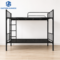Lit superposé moderne en métal robuste, double sur double, cadre en acier noir pour chambre à coucher et dortoir