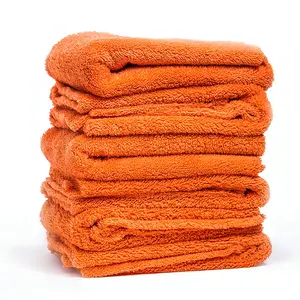 橙色超厚无边超细纤维布16英寸X16英寸无边高级细节毛巾