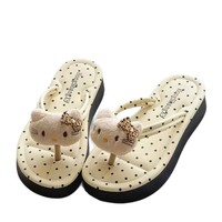 Tongs de plage décontractées pour femmes, style coréen, motif pois, semelle épaisse, légères, confortables et antidérapantes