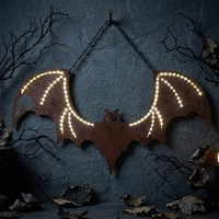 Décoration murale en métal en forme de chauve-souris avec lumière, motif nature morte, thème animal, artisanat en métal pour anniversaire