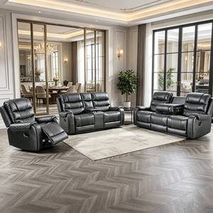 El sillón reclinable modular de cuero manual más vendido de Frank es ideal para una sala de estar acogedora. - Product Image 1