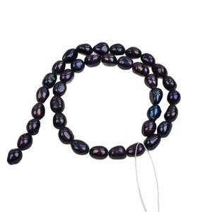 Collar de Perlas Barrocas Naturales de Agua Dulce de 8-9 mm, Perla Negra Suelta para Joyería DIY, Semiterminada con Orificio Recto - Product Image 5