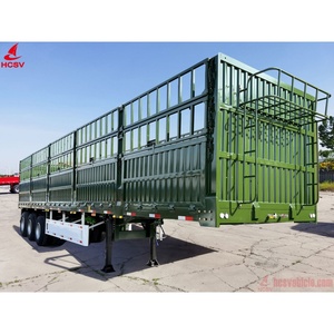 Semirremolque <span class=keywords><strong>de</strong></span> Carga Pesada con Barandas Laterales <span class=keywords><strong>de</strong></span> Acero para Camiones, 3 Ejes, 40 pies, 12 m, 50 Toneladas - Product Image 1