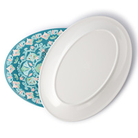 Assiettes en mélamine de forme ovale, 24 pièces, Design personnalisé, autocollant intérieur et extérieur en couleur pour dîner ou salade