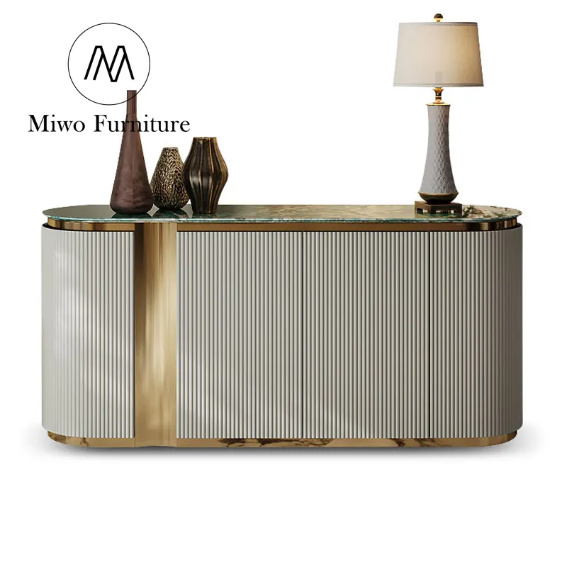 Natürliche Marmorplatte Luxus Modernes Wohnzimmer Esszimmer möbel Buffet Side board Schrank Moderner Tee schrank