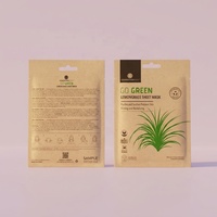 Sachet d'emballage en papier kraft écologique thermoscellable à trois soudures pour masques en feuille, cosmétiques et soins, avec trou Euro