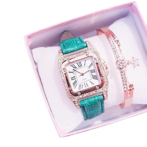 Custom Logo Elegant <strong>Women</strong> Quartz Watch Jewelry <strong>Gift</strong> <strong>Set</strong> With Diamond Inlaid Star Bracelet Square Dial <strong>Gift</strong> for Valentines Day - Product Image 3