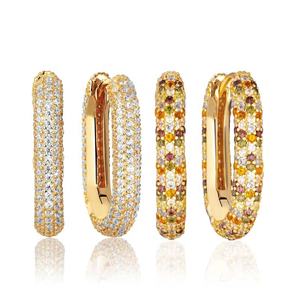 Gemnel Popular Minimalist 925 Sterling Silver Jewelry <strong>Gold</strong> Plated Big <strong>Hoop</strong> AAA+ Zircons Women Huggie <strong>Earring</strong> - Product Image 1