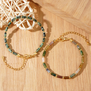 Handmade Bohemian <b>Beaded</b> <b>Bracelet</b> Natural Stone Gold-Plated Copper Adjusted <b>Bracelet</b> - Product Image 1