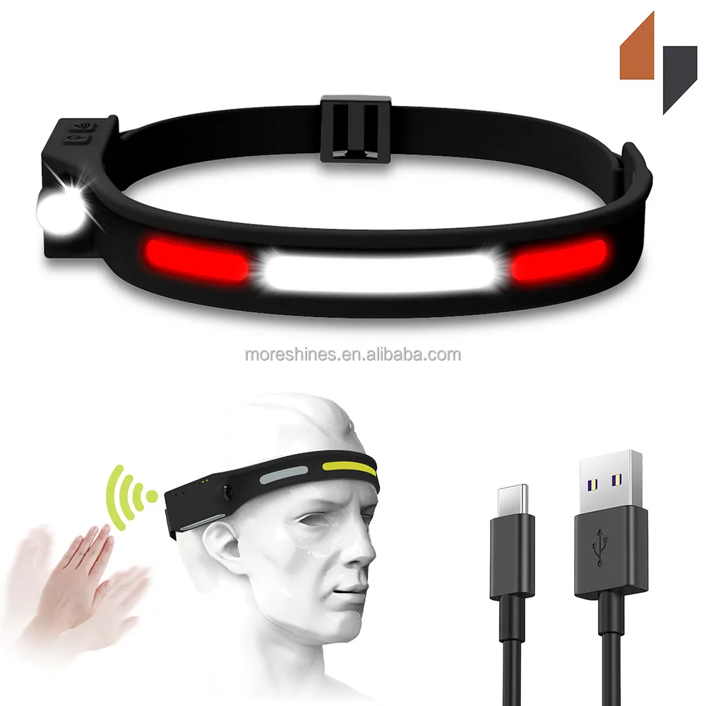 Sensor Headlamp Rechargeable Headlamp Red White Light 230 Led Headlamp Red For Camping Running Fishing