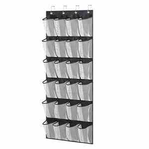Classic Design White Hanging Shoe Organizer <b>Storage</b> Bag 28 Mesh Pockets Over-the-Door <b>Fabric</b> Rack With Metal Hooks - Product Image 6