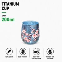 Cangkir Teh Bunga Plum Anti Panas Dinding Ganda Titanium Murni Bentuk Telur Angsa Vintage untuk Berkemah di Luar Ruangan