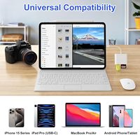 Lecteur de carte SD USB 3.0 Type C haute vitesse pour iPhone 17/16/15 Pro Max, Mac/iPad/MacBook Pro/Air, téléphones/tablettes Android