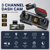 Caméra de tableau de bord 4K à 3 canaux avec Wi-Fi et GPS, enregistreur de voiture avec surveillance de stationnement 24h/24, boîte noire automobile, vente chaude