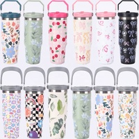 Gobelets de voyage isothermes sous vide en acier inoxydable de 20 oz et 30 oz avec pailles, revêtement poudré, impression de logo personnalisé